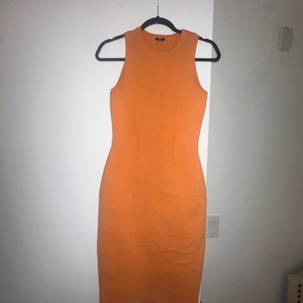 Express Bodycon Size S Vibrant Orange Midi Dress